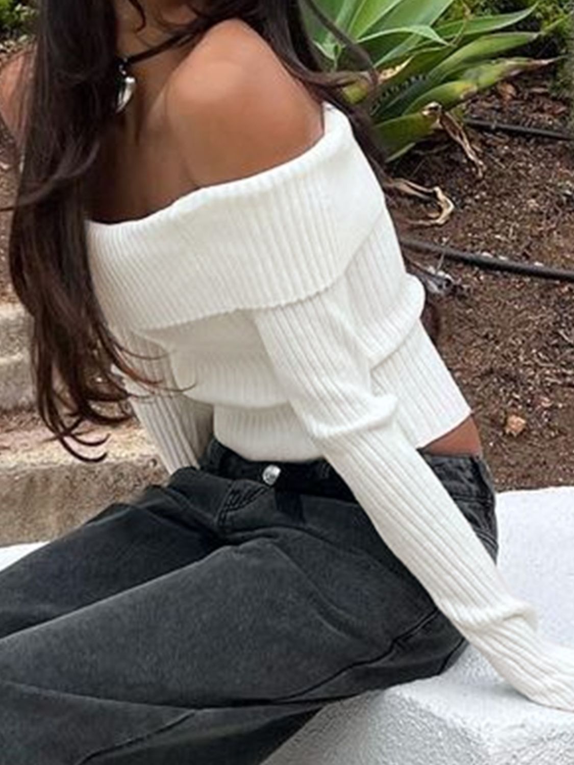 Outfit Flow - Perfee Off Shoulder Long Sleeve Sweater