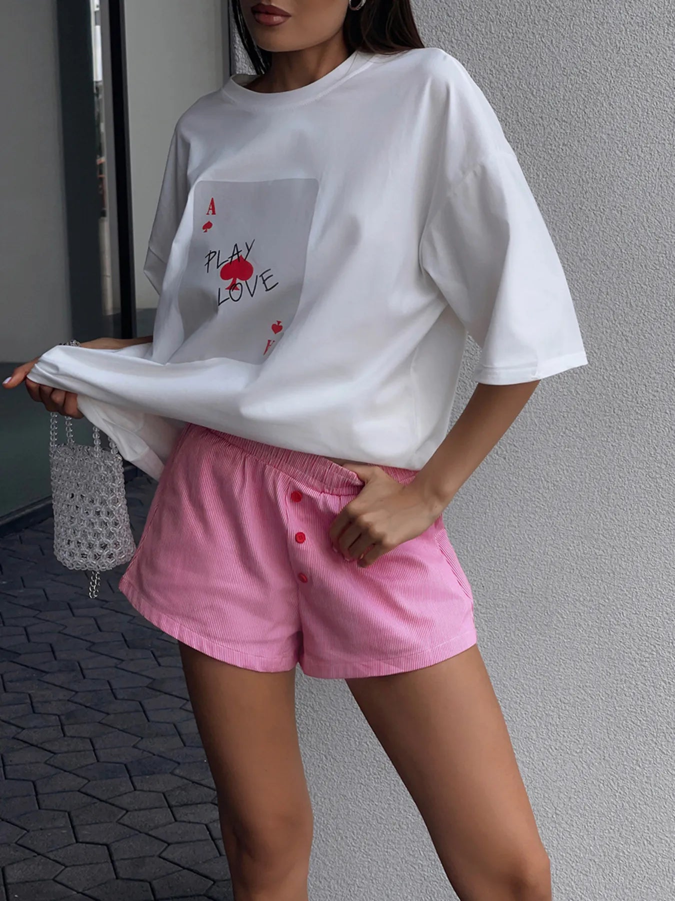 Graphic Round Neck Half Sleeve T-Shirt OutfitFlow