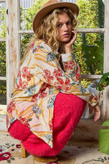 POL Floral Print Button Down Long Sleeve Shirt OutfitFlow