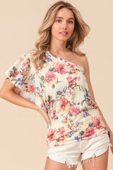 BiBi Floral Printed Jersey Knit Ruffle Sleeve Top BANANA OutfitFlow