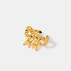 18K Gold-Plated Stainless Steel Bow Ring Gold 7 OutfitFlow