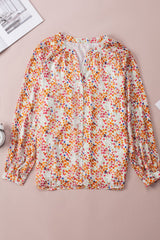 Printed Notched Long Sleeve Shirt