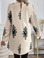 Printed Long Sleeve Oversize Blouse OutfitFlow