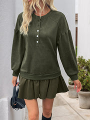 Button Front Mini Sweatshirt Dress OutfitFlow