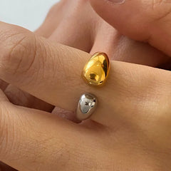 Stainless Steel Two-Tone Open Ring Gold One Size OutfitFlow