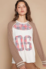 POL Plaid Number 06 Raglan Sleeve T-Shirt OutfitFlow