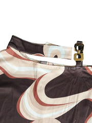 Cutout Abstract Print Mock Neck Blouse OutfitFlow