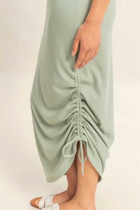 HYFVE Scoop Neck Side Tie Detail Midi Dress OutfitFlow