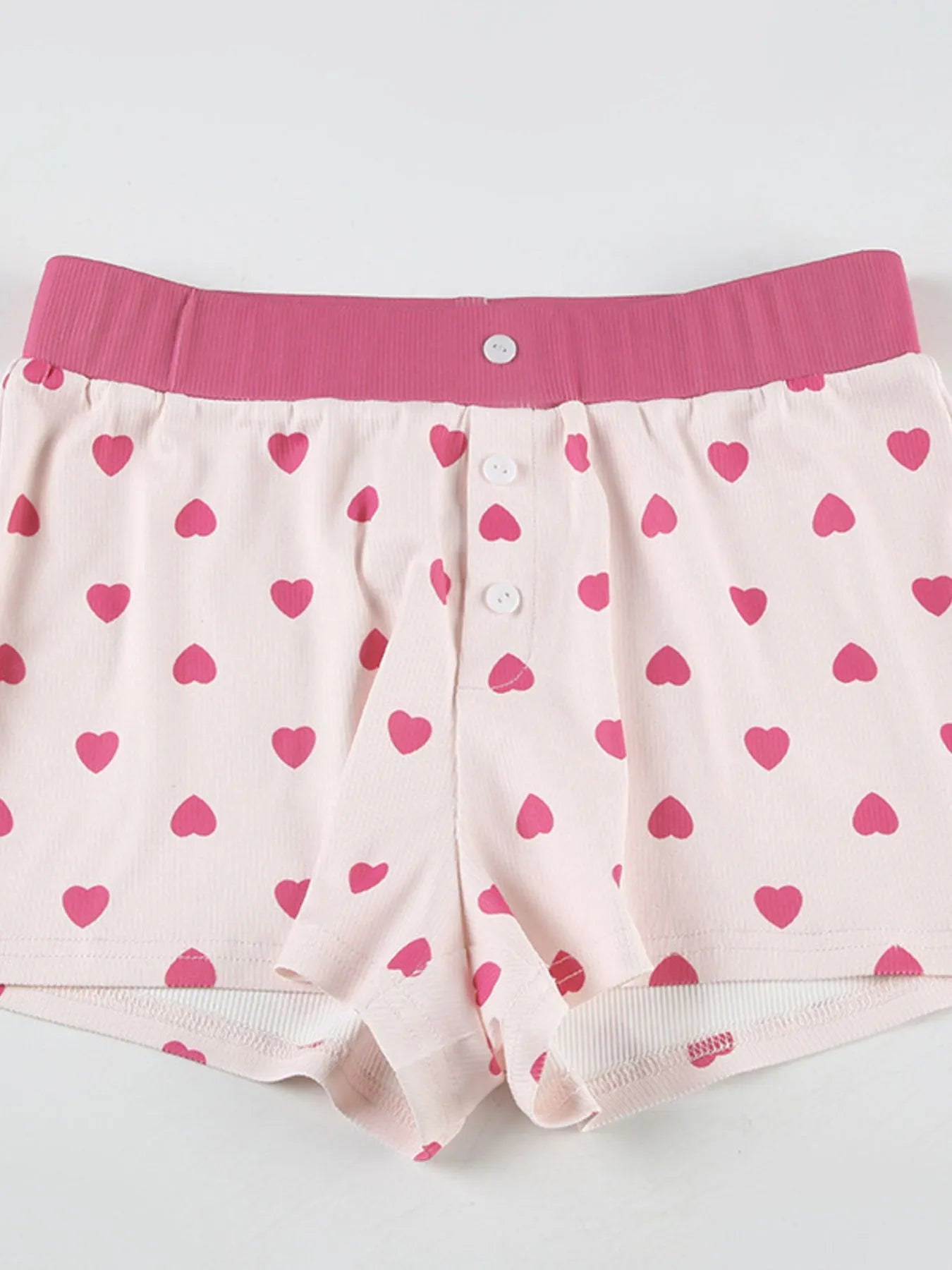 Heart Print Top and Shorts Loungewear Set OutfitFlow