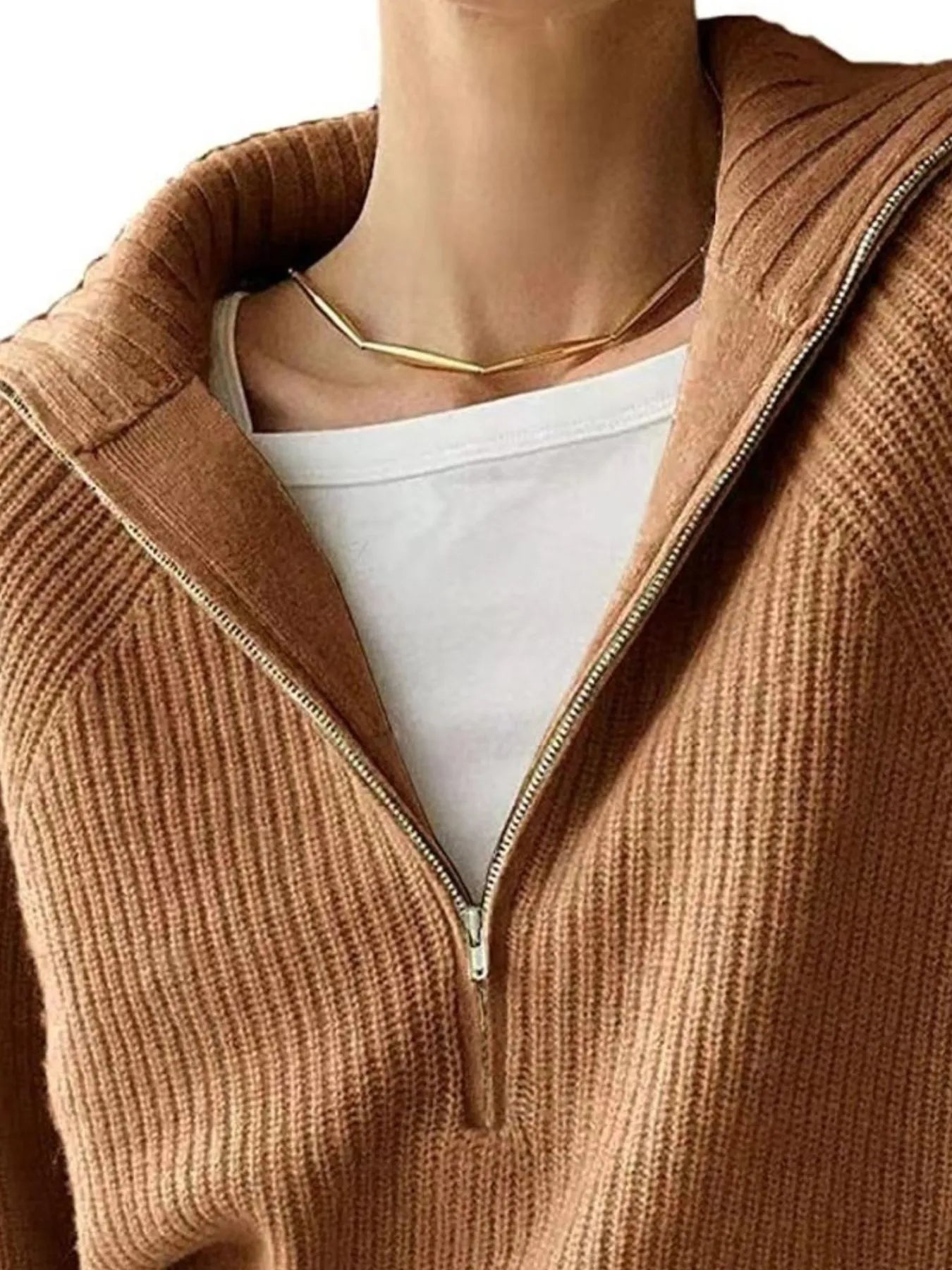 Half-Zip Long Sleeve Sweater OutfitFlow