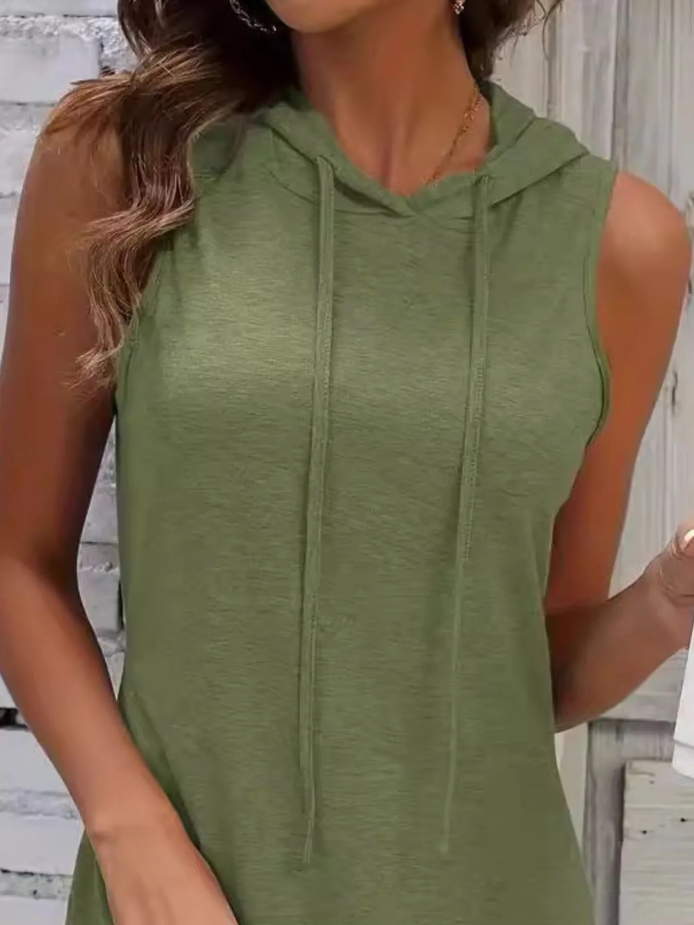 Full Size Drawstring Casual Sleeveless Hooded Mini Dress Plus Size OutfitFlow
