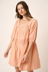 Mittoshop Pintuck Detail Tie Back Mini Dress OutfitFlow