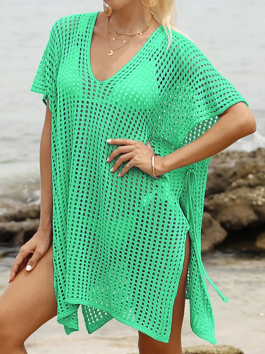 Side Tied V-Neck Cover-Up OutfitFlow