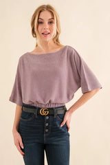 And The Why Thermal Dolman Sleeve Knit Casual Top PURPLE GREY OutfitFlow