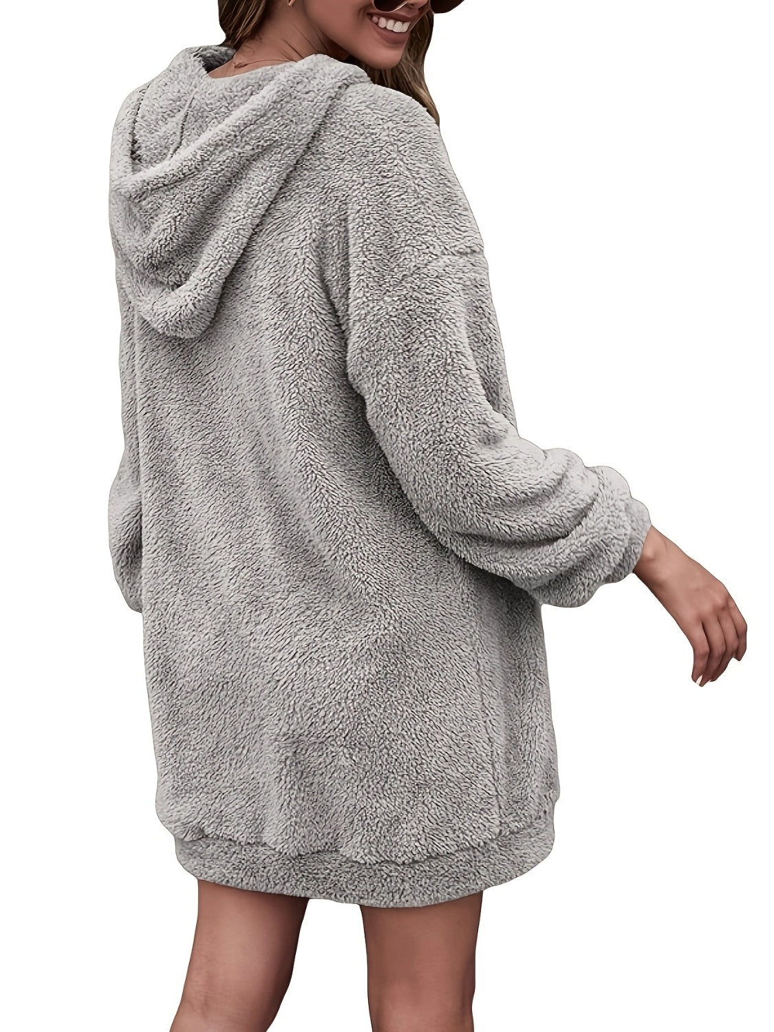 Outfit Flow - Half Zip Dropped Shoulder Oversized Hoodie