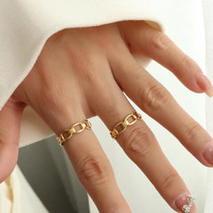 Titanium Steel Gold-Plated Adjustable Ring OutfitFlow