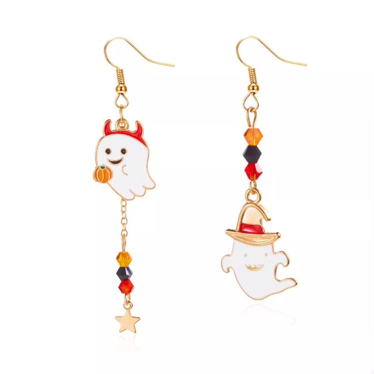 Halloween Ghost Pumpkin Drop Earrings OutfitFlow