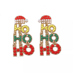HO HO HO Christmas Drop Earrings Red onesize OutfitFlow