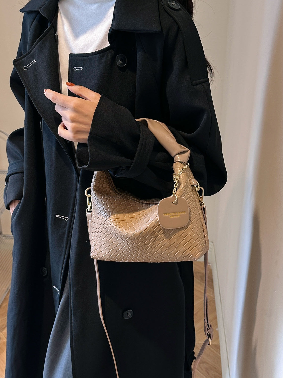 Outfit Flow - PU Leather Woven Crossbody Bag