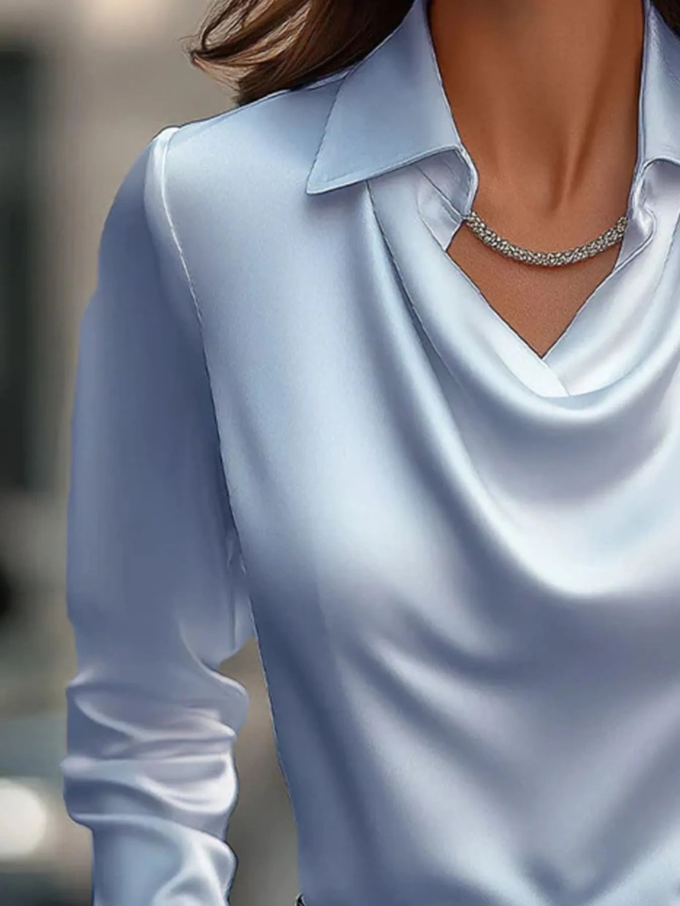 Full Size Collared Neck Long Sleeve Blouse Plus Size OutfitFlow