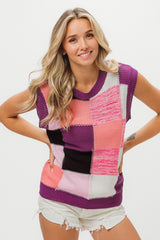 BiBi Color Block Round Neck Sweater Vest