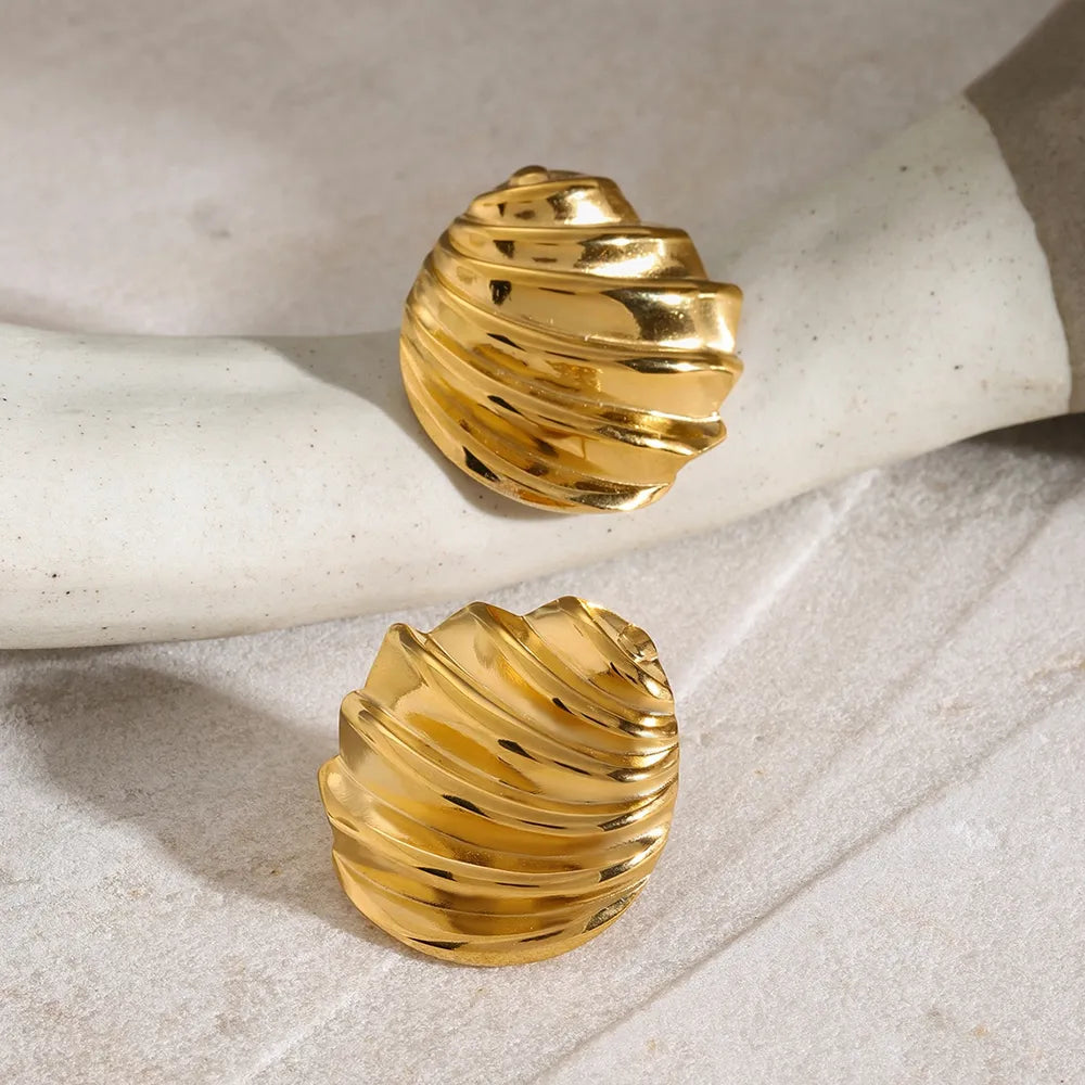 Stainless Steel Shell Shape Stud Earrings OutfitFlow