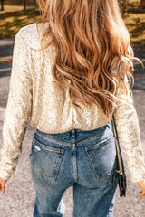 Outfit Flow - Sequin Surplice Long Sleeve Bodysuit