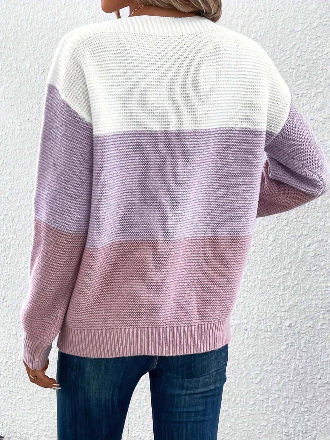 Outfit Flow - Color Block Boat Neck Sweater