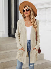 Open Front Long Cardigan Apricot OutfitFlow