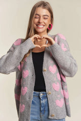ADORA Button Down Heart Sweater Cardigan OutfitFlow