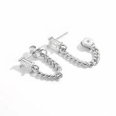 925 Sterling Silver Zircon Chain Earrings OutfitFlow