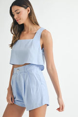 MABLE Sleeveless Crop Top and Shorts Set OutfitFlow