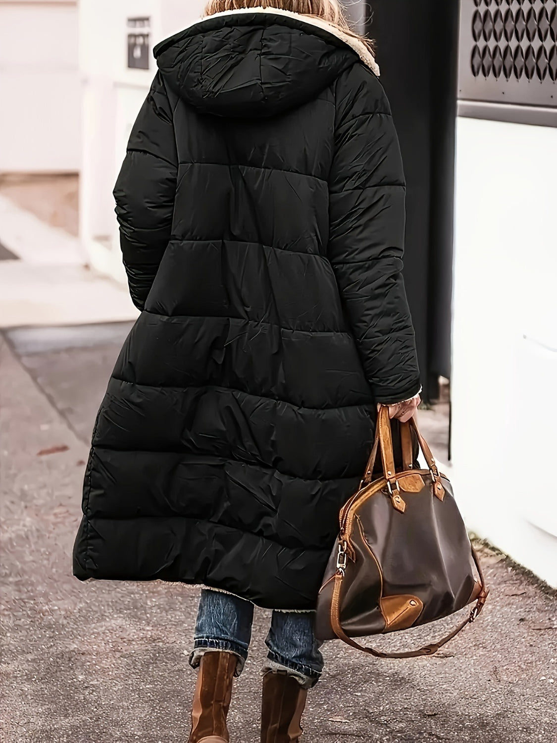 Outfit Flow - Plus Size Zip Up Sherpa Hooded Coat