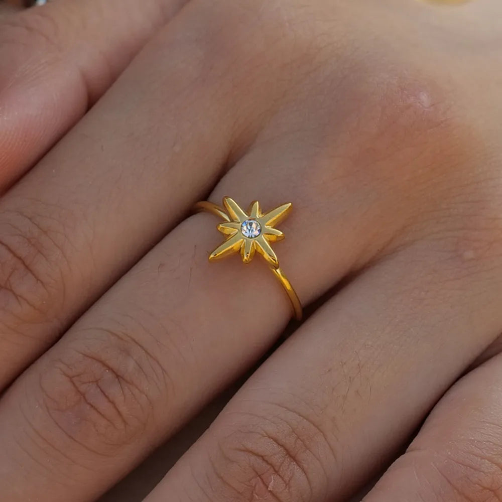 Stainless Steel Inlaid Rhinestone Ring OutfitFlow