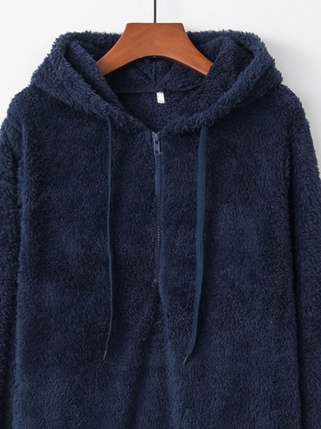 Full Size Half Zip Drawstring Fleece Hoodie Plus Size OutfitFlow