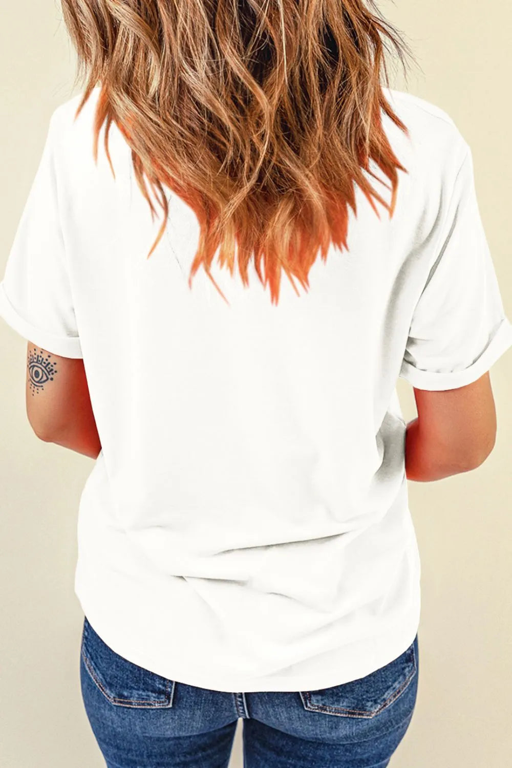 Sequin Flag Bow Pattern Crew Neck Patriotic Tee OutfitFlow