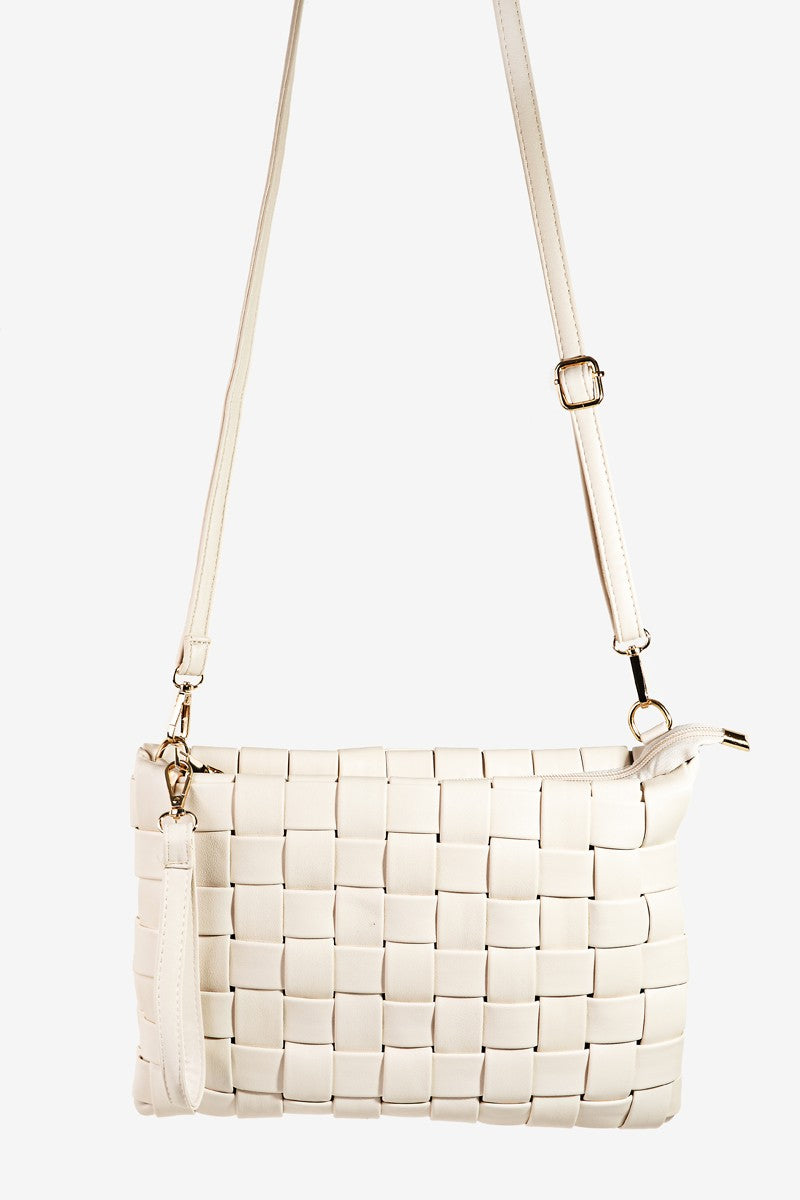 Outfit Flow - Fame Faux Leather Basket Weave Crossbody Bag