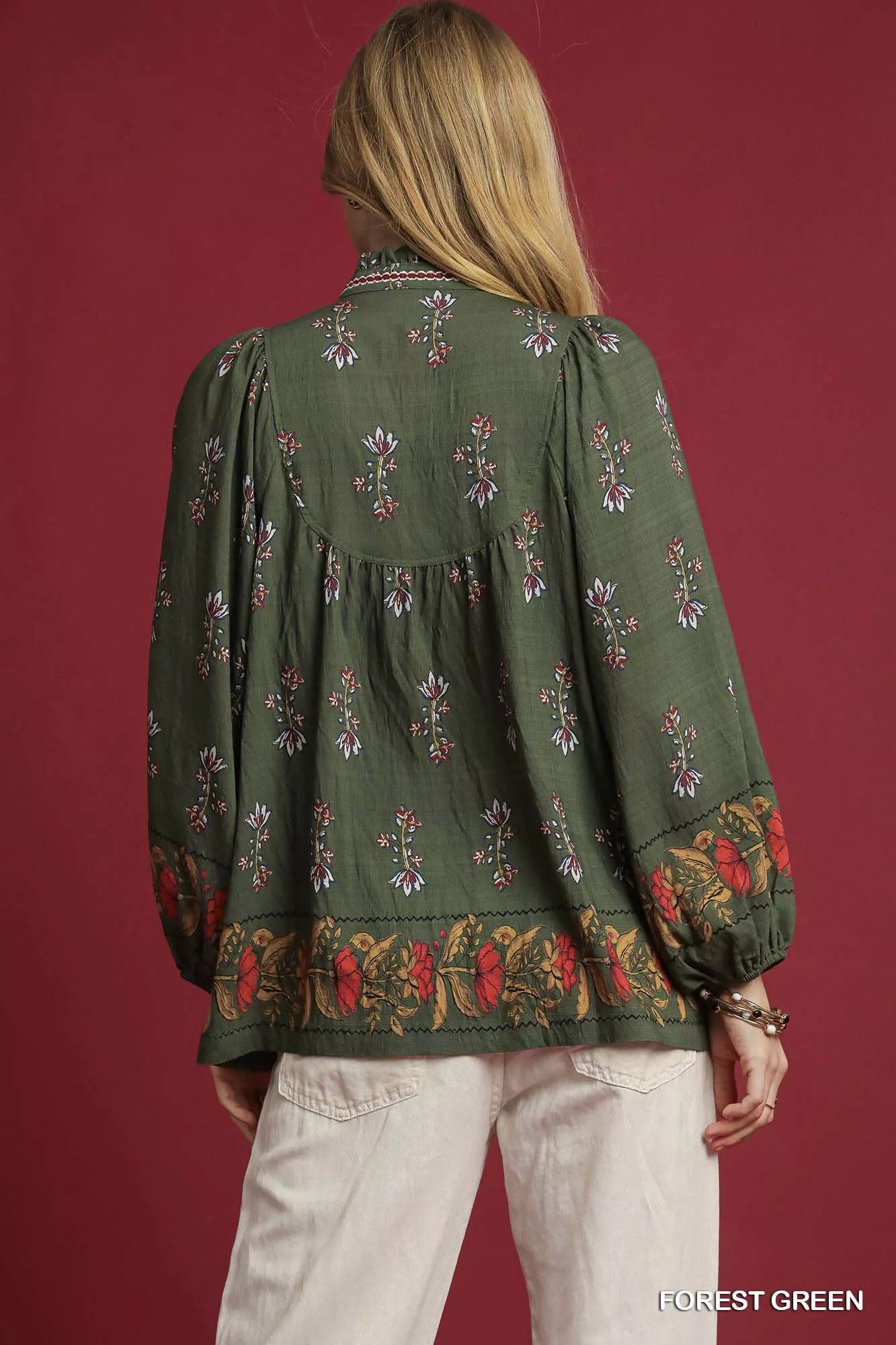 Umgee Floral Boho Peasant Blouse OutfitFlow