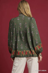 Umgee Floral Boho Peasant Blouse OutfitFlow