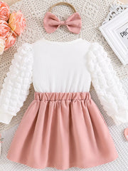 Children's Heart Bowknot Decor Dress with Headband Trendsi