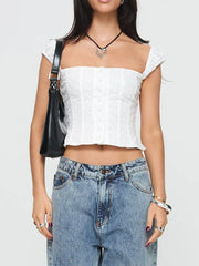 Smocked Square Neck Top OutfitFlow