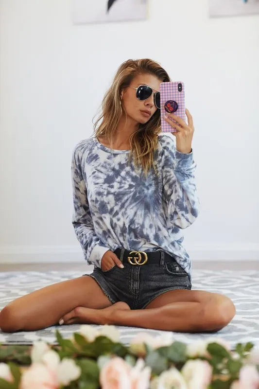 BiBi Tie Dye Print Terry T-Shirt OutfitFlow
