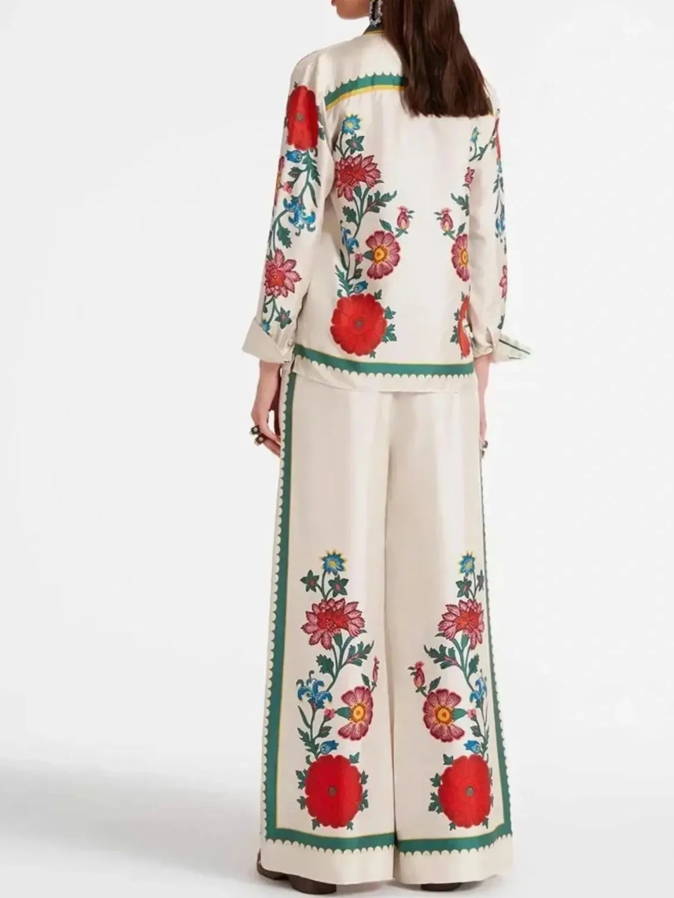 Floral Button Up Shirt and Pants Set OutfitFlow