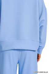 Zenana Ribbed Round Neck Pullover and Drawstring Pants Set OutfitFlow