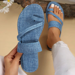 Open Toe Flats Sandals Light Blue OutfitFlow