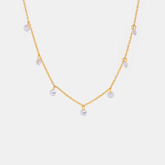 Stainless Steel Rhinestone Pendant Necklace Gold One Size OutfitFlow