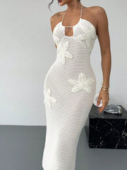 Crochet Backless Midi Knit Dress OutfitFlow