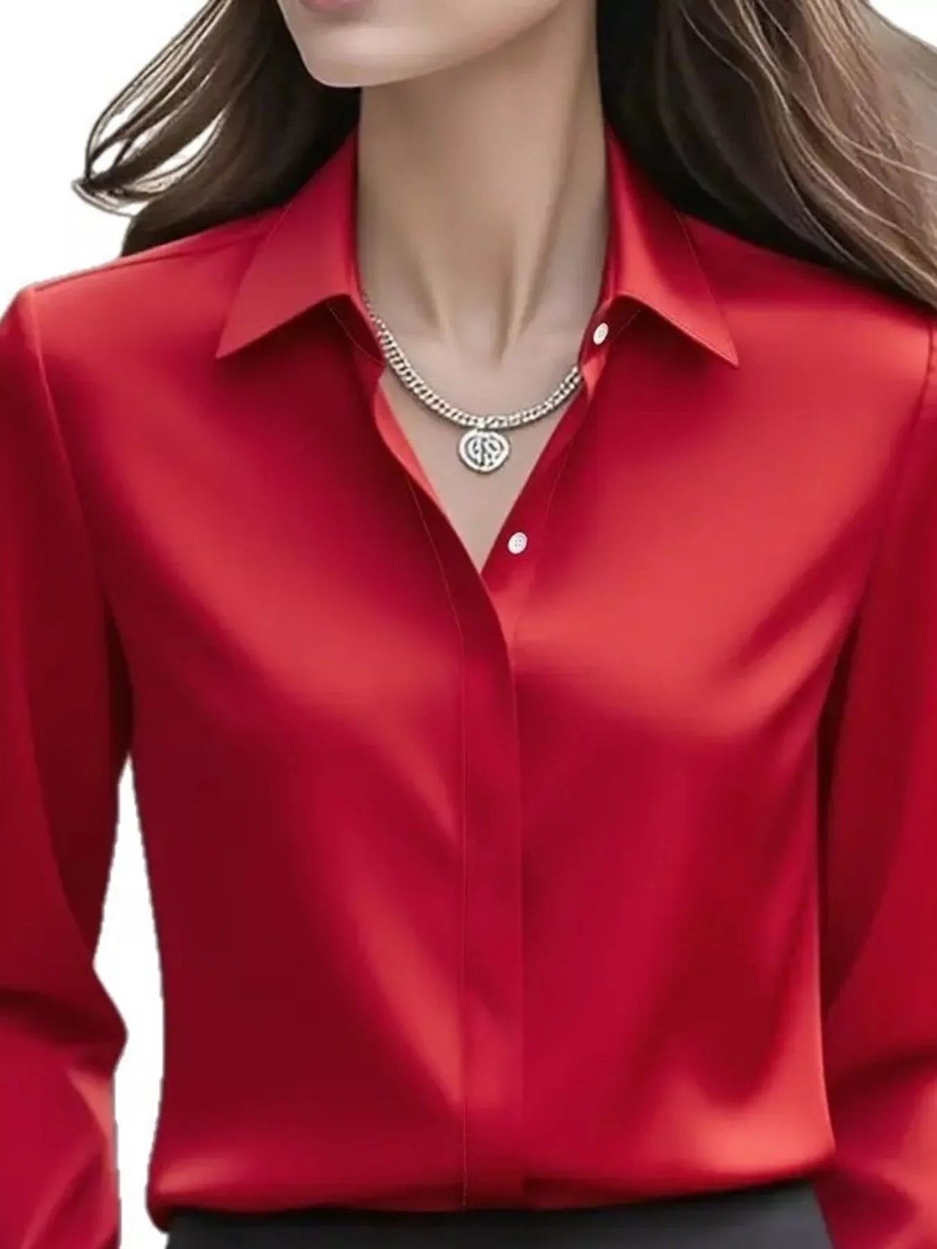 Button Down Collared Neck Long Sleeve Shirt OutfitFlow