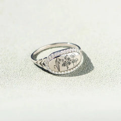 Flower Epoxy Gum Oil Inlaid Zircon Ring Silver OutfitFlow