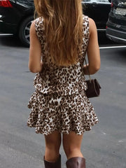 Leopard Sleeveless Top and Skort Set OutfitFlow